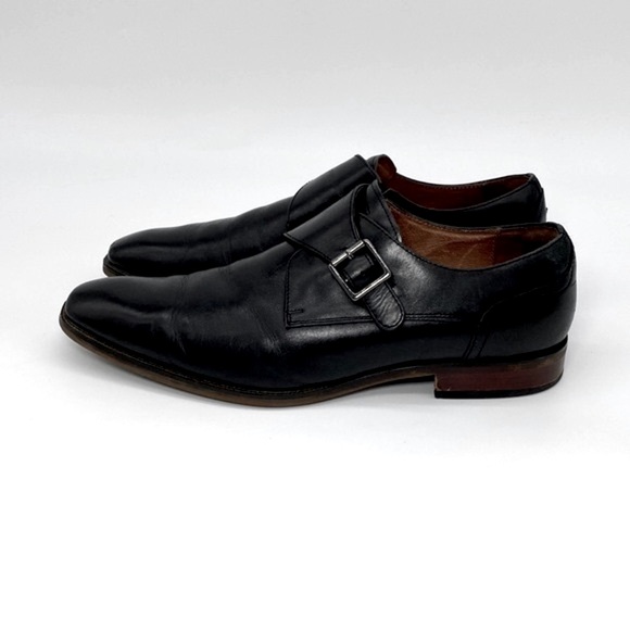 Florsheim Black Leather Sorrento Plain Toe Single Monk Strap - Picture 1 of 9